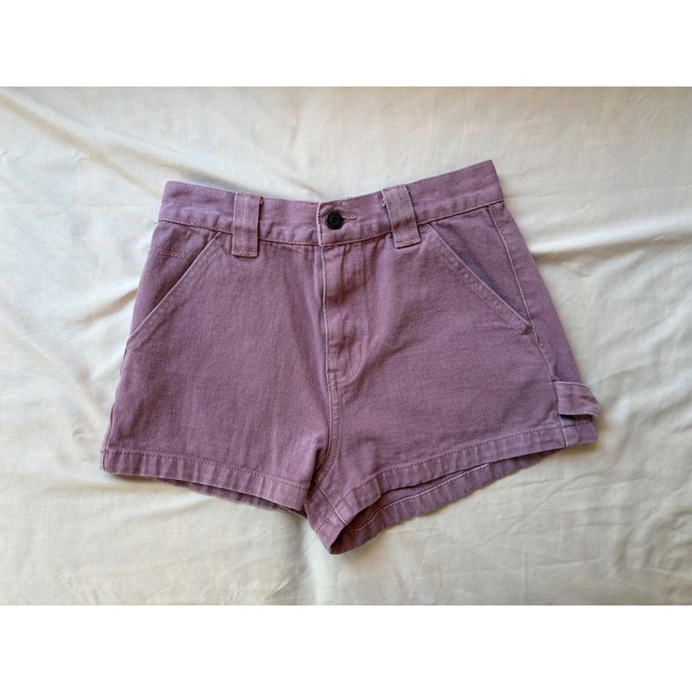 PacSun Womens Dusty Purple Mauve Carpenter Denim Shorts High Waisted Size 25